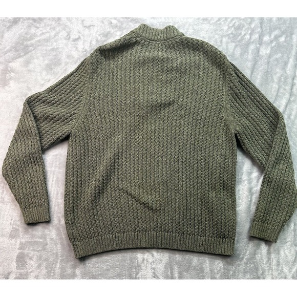 Eddie Bauer Sweater Mens XL Green Fisherman Oarsman Cable Knit Grandpa Button - Picture 11 of 12